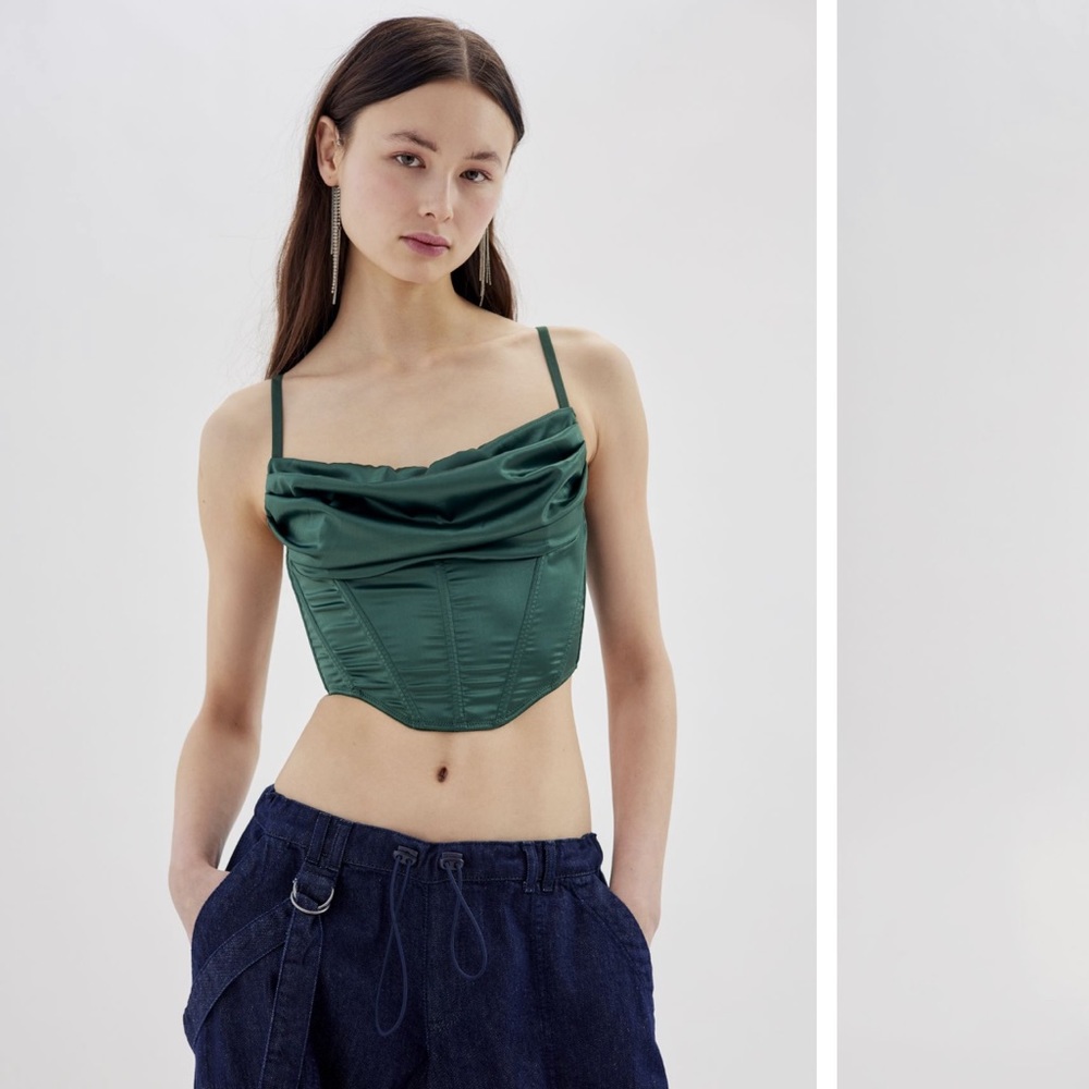 Urban Outfitters green corset crop top